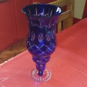 Elegant Cobalt Blue Glass Hurricane Lamp